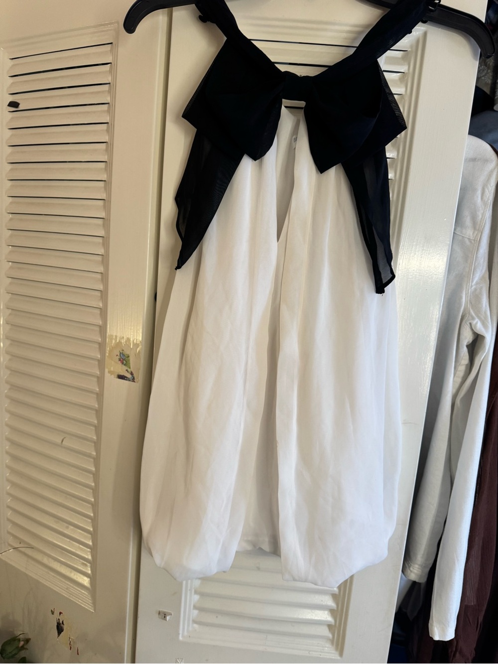 Bisou Bisou Black and White A-Line Skirt with Bow